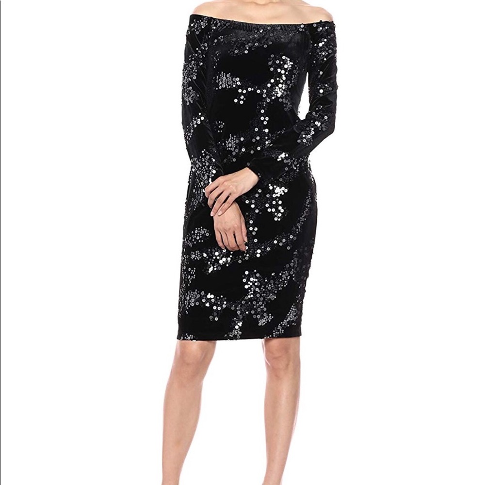 Eliza J Sequined Velvet Dress NWT - Picture 1 of 7